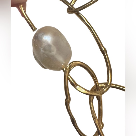 Velatti Gold Plated Chain Necklace with Baroque Pearl Accents - Picture 3 of 6